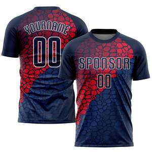 Maillots de football unisexes taille France, imprimés par transfert thermique, 100 % polyester, logo couleur personnalisé, découpe automatisée, uniformes - Product Image 3