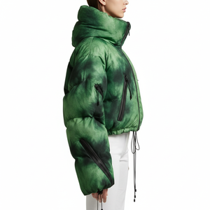 Women Custom Shiny Knitted Breathable Hooded Windproof <b>Waterproof</b> <b>Zipper</b> Winter Puffer Fashion Streetwear OEM/ODM - Product Image 4