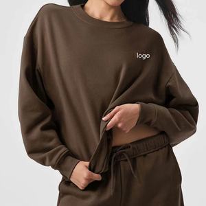 New Arrival <b>Brown</b> Crew Neck Sweatshirt Foe Women Spring <b>Long</b> <b>Sleeve</b> French Terry Blank Pullovers With logo Cotton Sweatshirt - Product Image 6