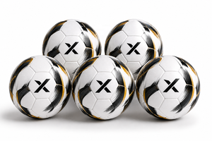 Ballon de football professionnel X Sports City personnalisé blanc noir or avec logo X, écologique, pour entraînement en salle |   OEM/ODM - Product Image 5