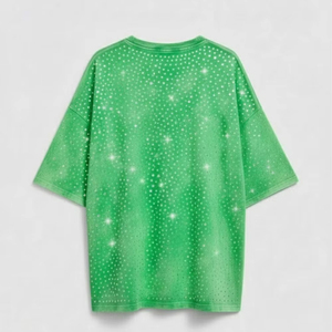 T-shirt de haute qualité avec strass brillants, transfert personnalisé, t-shirts d'été pour hommes et femmes, t-shirt avec strass scintillants - Product Image 2