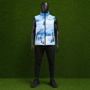 Gilet matelassé d'hiver personnalisé imprimé par sublimation, unisexe, avec motif montagne, sans manches, coupe-vent, chaud, pour activités de plein air - Product Image 3
