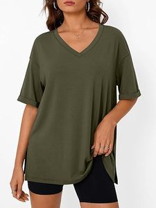 Camiseta Holgada con Cuello en V, Tela Elástica Transpirable, Túnica para Entrenamiento, Gimnasio, Uso Casual y en Casa - Product Image 6