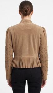 Blazer Bohème Vintage pour Femme en Cuir de Mouton Véritable Brodé de Perles, Coupe-Vent, Chauffant, Personnalisable, Idéal pour les Soirées - Product Image 3