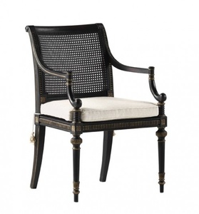 Chaise de salle à manger traditionnelle rembourrée avec structure en bois, assise en lin, design antique, mobilier pour la maison - Product Image 2