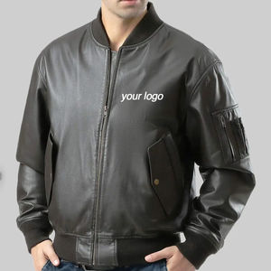 Chaqueta universitaria de cuero genuino hecha a medida OEM/ODM, chaqueta bomber de béisbol con logotipo bordado personalizado para hombre - Product Image 1