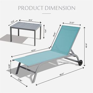Set di 3 Sdraio Regolabili da Esterno con Ruote a 5 Posizioni per Piscina e Uso Esterno - Product Image 5