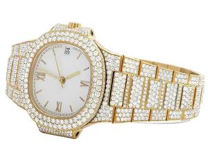 Reloj de Lujo para Hombre con Incrustaciones de Diamantes Moissanite, Estilo Hip Hop, con Movimiento de Cuarzo ETA, Correa de Acero Inoxidable, Fecha Automática - Product Image 2