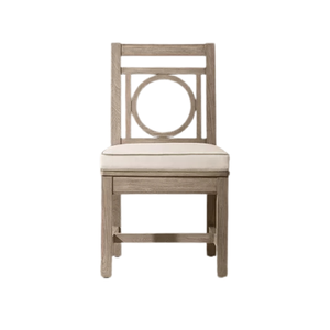 Contemporary Classic Dining Chair Teak Circular Motif Backrest Comfortable Seat Cushion Durable Waterproof Outdoor Furniture - Product Image 2