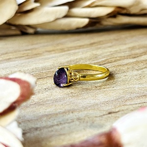 Trendy Design Amethyst <b>Rings</b> <b>Dainty</b> Brass <b>Ring</b> For Women 18k Gold Plated Tribal Geometric <b>Ring</b> for Wholesale/OEM/ODM - Product Image 4