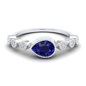 Bague de fiançailles en moissanite REYES, prix de gros usine, en or rose 14 carats avec saphir bleu, bijoux fins pour femme - Product Image 5