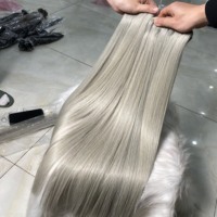Cheveux humains vietnamiens droits HD Lace Front, perruque de cheveux humains gris de couleur, extensions de cheveux humains