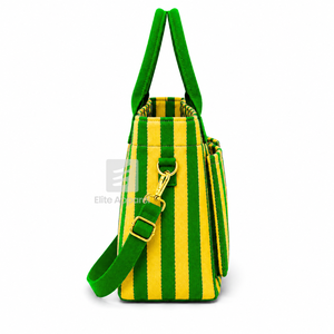 Custom Chi Eta Phi Sorority Tote <b>bag</b> green and yellow Embroidered Logo Striped Daily Use <b>Large</b> Capacity <b>Canvas</b> Tote <b>bag</b> - Product Image 4