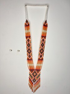 Conjunto de collar de cuentas tribales naranjas de moda, joyería larga estilo bohemio con cuentas de semillas para bodas, fiestas, aniversarios, Navidad - Product Image 3