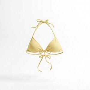 Bikini noir pour femmes avec cordon de serrage à l'avant et bretelles réglables, maillot de bain uni en spandex et polyester - Product Image 3