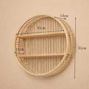<b>Round</b> Bamboo <b>Wall</b> <b>Shelf</b> Natural Handmade Woven <b>Wall</b> Storage <b>Shelf</b> Home Decor Organizer Wholesale Supplier - Product Image 3