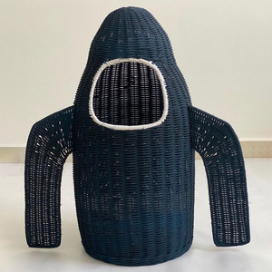 Cesta de almacenamiento infantil en forma de cohete hecha a mano con ratán, organizador para habitación infantil, cestas para ropa sucia - Product Image 1