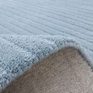 Tapis moderne bleu tufté à la main, tapis en laine texturée douce, tapis contemporain minimaliste, tapis de sol de luxe fait main - Product Image 1