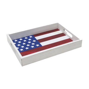 Plateau de service en MDF laqué, motif drapeau patriotique, pour le Festival Americana, écologique et sûr pour les aliments, idéal pour les fêtes du Memorial Day et du 4 juillet - Product Image 1