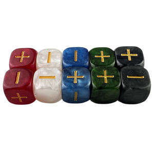 20pcs Love Theme Hand-painted Resin Carved <b>Dice</b> with <b>Bag</b> for Tabletop Games Christmas Engraving Eco-friendly - Product Image 2