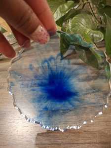 Handmade Resin Coaster Irregular Shape Classic Blue Design <b>Table</b> <b>Mat</b> Decor Lightweight Easy to Use - Product Image 5