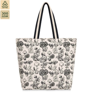 Bolsa de Tela de Algodón con Estampado de Hongos en Color Blanco Natural, 300 GSM, 40x40x15cm, Logotipo Personalizado, Venta al Por Mayor, OEM, Marca Privada, Reutilizable, para Regalo - Product Image 1