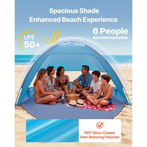 Tenda da Spiaggia per 6 Persone con Protezione UPF 50+, Gazebo Portatile, Borsa per il Trasporto, Tasche per la Sabbia e Pronta all'Uso Estivo - Product Image 2