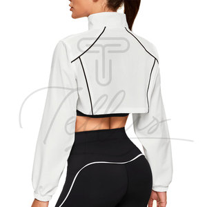 Wholesale Custom Logo Women's Cropped Bomber <b>Jacket</b> <b>Short</b> Canvas for Autumn/Winter Outdoor Fashion - Product Image 2