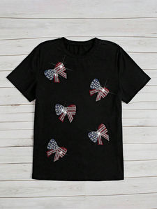 Camisetas de algodón de alta calidad al por mayor para mujer con pedrería, fabricantes OEM, camisetas con cuello redondo estampadas personalizadas para damas - Product Image 4