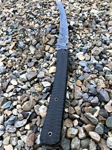 Couteau de chasse DIY à lame en acier Damas à pointe tombante avec manche noir, épaisseur 0,6 mm - Product Image 3
