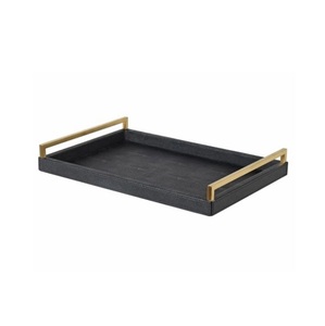 Luxury <b>Black</b> Metal <b>Serving</b> <b>Tray</b> Rectangular Decorative Platter with Antique Handles for Coffee Table - Product Image 3