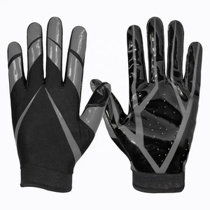 Guantes de Fútbol Americano Súper Adhesivos con Diseño de Logotipo Personalizado, Guantes de Fútbol Americano para Receptor, Tallas para Adultos y Jóvenes, Color Negro - Product Image 1