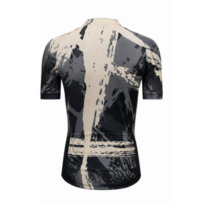 Maillot de cyclisme à manches courtes pour homme, imprimé géométrique, col montant, fermeture éclair, coupe ajustée, respirant, séchage rapide, 100 % polyester - Product Image 3