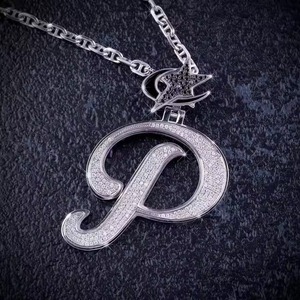 Iced Out Moissanite Personalized <b>Initial</b> Letter <b>Pendant</b> 925 <b>Silver</b> Rhodium Plated Micro Pave HipHop Style Rapper <b>Pendant</b> For Men - Product Image 3