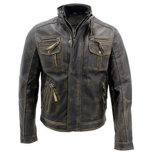 Chaqueta de Cuero Estilo Vintage Café Racer Marrón Desgastado para Hombre con Cierre de Cremallera, Diseño Minimalista, Impermeable y Ecológica - Product Image 5