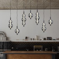Suspension LED ovale moderne et personnalisable en verre de style nordique pour restaurant, bar ou comptoir, petite, à intensité variable, blanc chaud, réglable