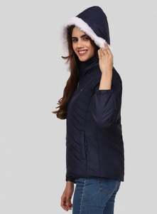 Veste bomber en laine élégante pour femmes, nouveau design, coupe moderne, à capuche, imprimé uni, veste d'hiver de haute qualité, doublure en laine à séchage rapide - Product Image 2