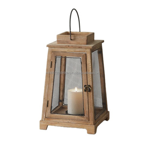 Portavelas de Navidad de farol de madera de granja rústica Vintage para colgar en la pared de mesa para bodas y decoraciones del hogar - Product Image 1