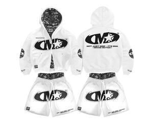 Conjunto de Sudadera y Pantalones Cortos para Mujer, Sudadera con Capucha y Cremallera, Hombros Caídos, Estilo Oversize - Product Image 6