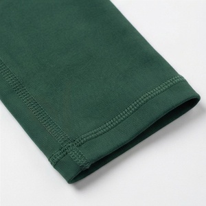High Waist Full Length Yoga <b>Leggings</b> Solid Green Spandex Nylon Seamless Elastic Waist Pants - Product Image 6
