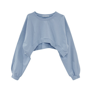Nouveaux pulls en coton personnalisés avec logo en gros, pulls d'hiver pour femmes, col rond ample et manches longues, couleur unie - Product Image 1