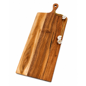 Tabla de Quesos Exclusiva de Madera con Incrustaciones Metálicas de Hoja de Ginkgo, Tabla Decorativa para Servir Charcutería con Asa, en Oferta - Product Image 5
