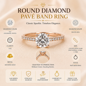 แหวนเพชรทรงกลมทอง 14K เพชรสร้างในห้องปฏิบัติการ |   วงแหวนหมั้นแบบ Pave |   เครื่องประดับเจ้าสาวสุดหรูสำหรับผู้หญิง |   ของขวัญวันครบรอบ - Product Image 5