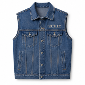 Gotham Top Selling Canvas <b>Denim</b> Vest for Men Autumn Casual Button <b>Custom</b> Logo High Quality Fashionable Sleeveless <b>Jacket</b> - Product Image 1
