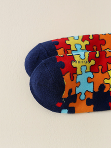 High Quality Custom Sports <b>Socks</b> Colormix Puzzle Design Comfortable Cotton <b>Socks</b> For Men Women Fun Casual Athletic <b>Socks</b> ODM - Product Image 4