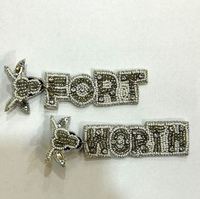 Pendientes de Aro Modernos Hechos a Mano con Cuentas de Algodón de Fort Worth para Mujer, Joyería para Fanáticas del Deporte, Día de Partido, Fiesta, OEM, ODM, Venta al por Mayor