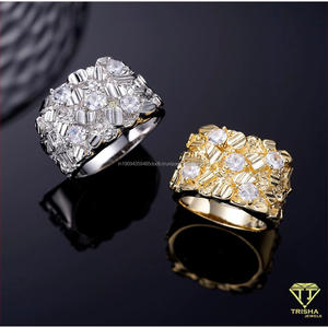 Bold Multi <b>Stone</b> Moissanite Diamond <b>Ring</b> With 925 Sterling Silver Gold Tone Finish <b>For</b> <b>Men</b>’s Premium Wholesale Fashion Jewelry - Product Image 6