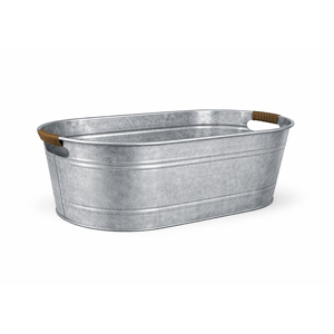 Headway Crafts - Macetero Ovalado Grande Galvanizado Gris, Recipiente Galvanizado para Enfriar Vino - Product Image 1