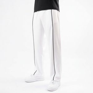 <b>Men's</b> <b>White</b> Track Pants Elastic Waist Side Stripe Casual Breathable Lightweight Summer Wear - Product Image 5