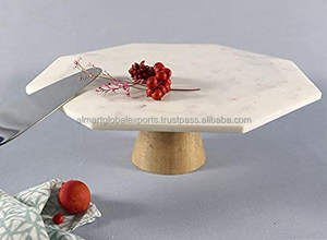 Elegant Handcrafted Marble and Wood Hexagon Eco-Friendly Cake <b>Stand</b> for Wedding Parties Wholesale Dessert <b>Cupcake</b> Display - Product Image 2
